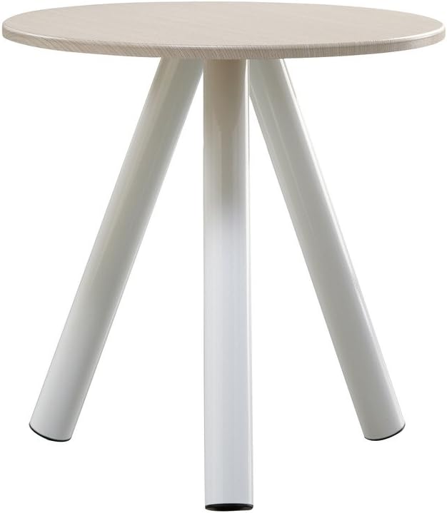 Sauder Soft Modern Side Table, L: 19.45" x W: 19.45" x H: 19.57", Artic White/Beige finish