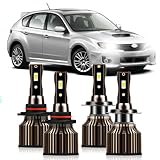 Fit For Subaru Legacy 2005-2014 Light Bulbs Combo, 9005/HB3 High Beam and H7 Low Beam Lights Bulbs, 6000K White, 30000LM 400% Brightness, 4PCS