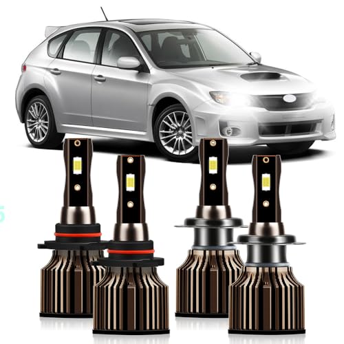 Fit For Subaru Legacy 2005-2014 Light Bulbs Combo, 9005/HB3 High Beam and H7 Low Beam Lights Bulbs, 6000K White, 30000LM 400% Brightness, 4PCS