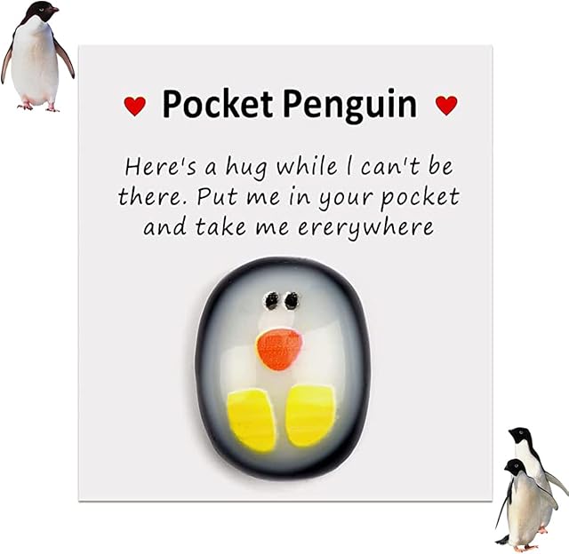DOMINNE A Little Pocket Penguin Hug Decoration Mini Animal Pocket Hug Penguin Keepsake Ornament Encourage Gift for Family and Friends