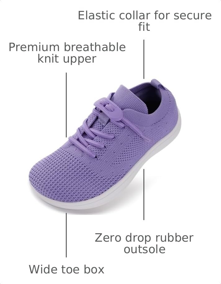 Image of WHITIN Toddler /Little Kid Wide Barefoot Shoes | Slip on Zero Drop Minimalist Sneakers for Boys Girls | Adjustable No-Tie Lacing Design