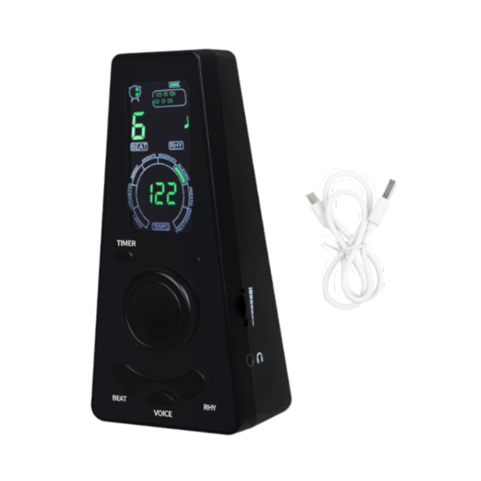 DYNWAVE Electronic Digital Metronome Volume Control Clear Digital Display Kids Tuner Rhythm Adjustment for Violin Drums Guzheng Piano, Black