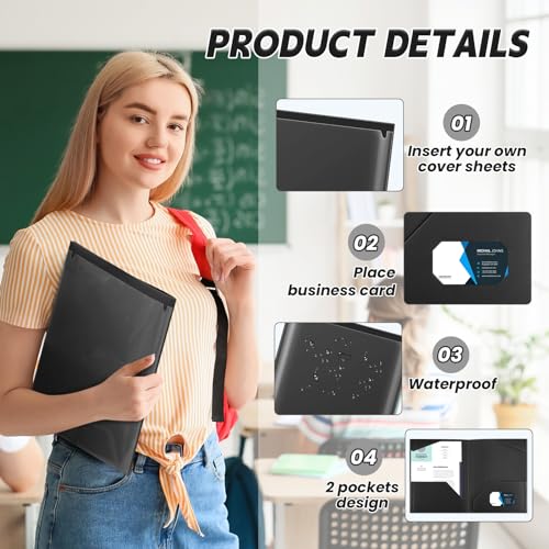 Henoyso 150 Pack Plastic Folders with Clear Front Pockets Bulk Heavy Duty File Folders with 2 Pockets and Card Slot for Student Teacher Back to School Supplies Office Presentation (Black) by Henoyso - Image 3