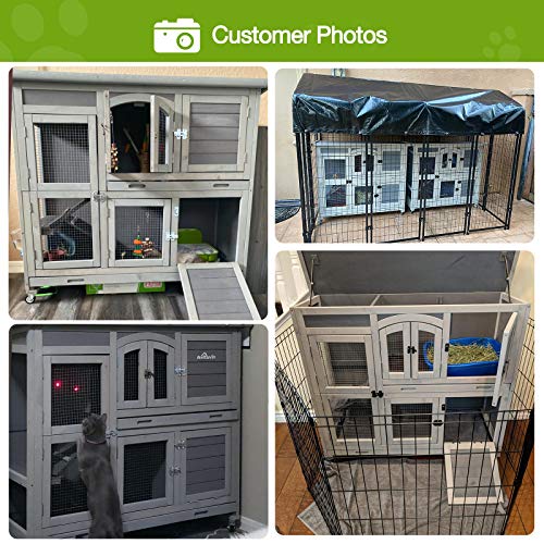 Gutinneen Rabbit Hutch Indoor Outdoor Bunny House Bunny Cage On Wheel With Plastic Tray 47Inch thumb #5