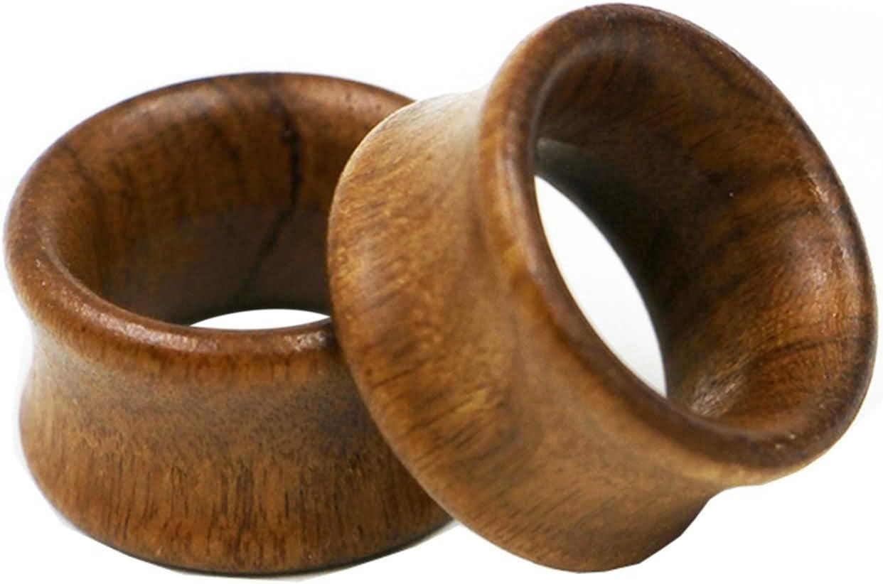 Ear Gauge Expander 00G-7/8 inch, 2PCS Stainless Steel Tunnels for Ears 8mm-22mm Hollow Bicolor Wooden Earrings for Women Body Piercings Jewelry