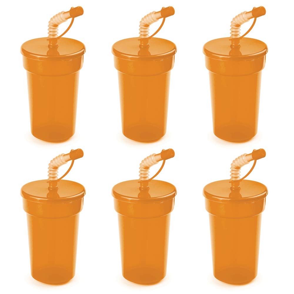 eBuyGB 14oz Tumbler Smoothie Lid & Straw Milkshake Slushie Beaker Water Bottle Travel Cup, Polypropylene, Orange