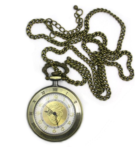 Anatomical Heart Pocket Watch Antique Style Bronze tone Watch Necklace 30" Chain