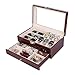 ADSE Uhrenbox 2 Schichten Holz Uhrenbox Schmuck Geschenkbox Sandelholz Farbe Lagerung Brille Box Schrank Organizer Perfekt für den persönlichen Gebrauch