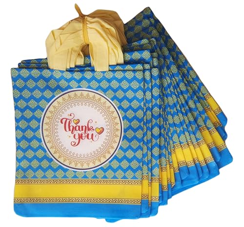 Image of Return gift bag (Thank you Bags) / Birthday Party Return Bag /Wedding Return Gift Bag (Thamboolam bags) -Size : 9x11 inch (Blue, Pack of 25)