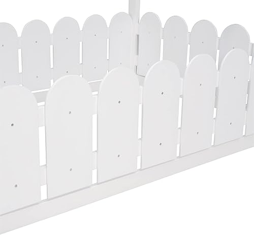 Miniatura 5 de Cama de suelo de tamaño individual con valla y puerta marco de cama Montessori con barandillas de seguridad camas de madera de tamaño individual