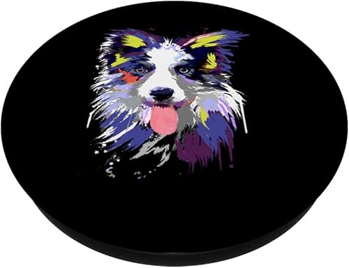 Miniatura 2 de Artistic Border Collie Dog Art Splash Design PopSockets Grip and Stand for Phones and Tablets