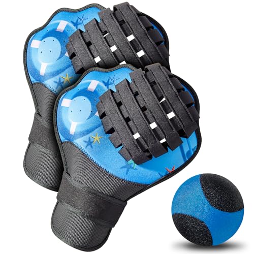 Strdfeve Water Ball and Gloves Set,1PC Water Bouncing Ball&2PCS Catch Mitts,Pool Baseball Catching Mitts for Beach Games,Play Catch Skip Ball&Gloves