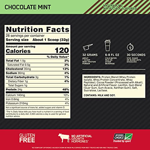 Optimum Nutrition 100% Whey Gold Standard,Chocolate Mint,2lb (0.9 kg) - Image 4