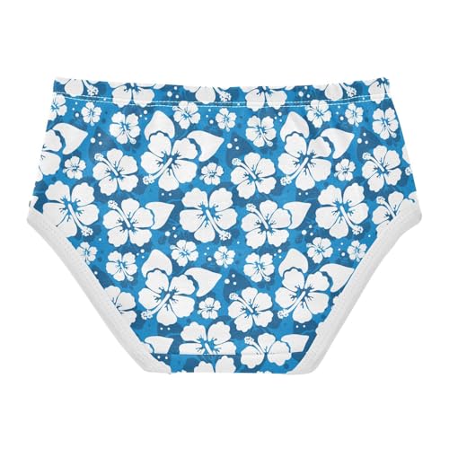 Little Girls' Soft Cotton Underwear Kids Breathable Comfort Hibiscus Blue Panties Briefs Toddler2