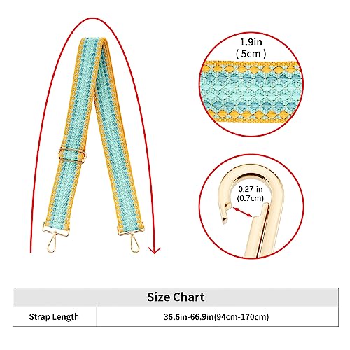 Image of Wide Shoulder Strap Adjustable Replacement Belt Guitar Style Crossbody Bag Handbag Strap Multicolor Canvas Straps(Wide:2in)(Color33)