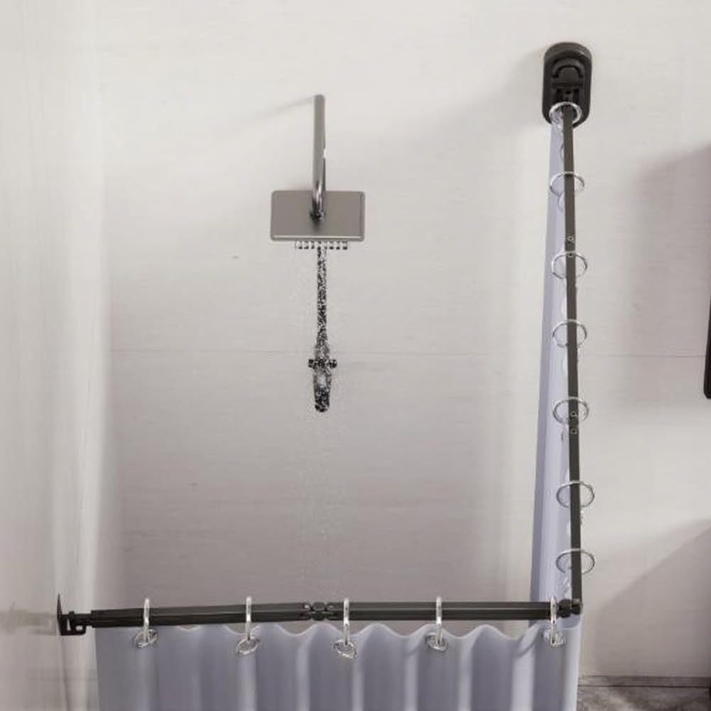 Barre de Rideau de Douche Extensible Gain de Place(Gray)