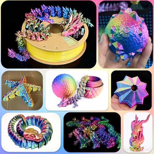 Image of OVV3D 3D Printer Filament, PLA Filament 1.75mm, Tri-Colors Rainbow Silk PLA Filament, Rainbow PLA Filament with Silk PLA Red-Yellow-Blue, 3D Printing Filament PLA Filament 1.75mm + /-0.02mm, 1kg