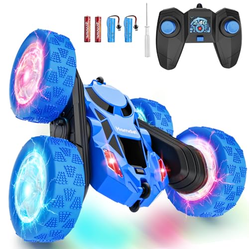 Image of Hamdol STEM Remote Control Car for Kids Ages 6-12, 4WD RC Stunt Car with LED Wheel Lights & 360 Flips, 2.4GHz Fast Electric Toy for Boys 8-10, Educational Gift for Birthday or Valentines