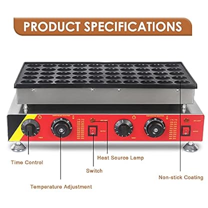 ZOLPINL Elektrischer Dorayaki-Maker, Muffin-Maschine, 1750 W, kommerzieller, antihaftbeschichteter Waffel- und Pfannkuchenmaker, Einzellochdurchmesser – 1,77 Zoll, doppelte Temperaturregel – Bild 5
