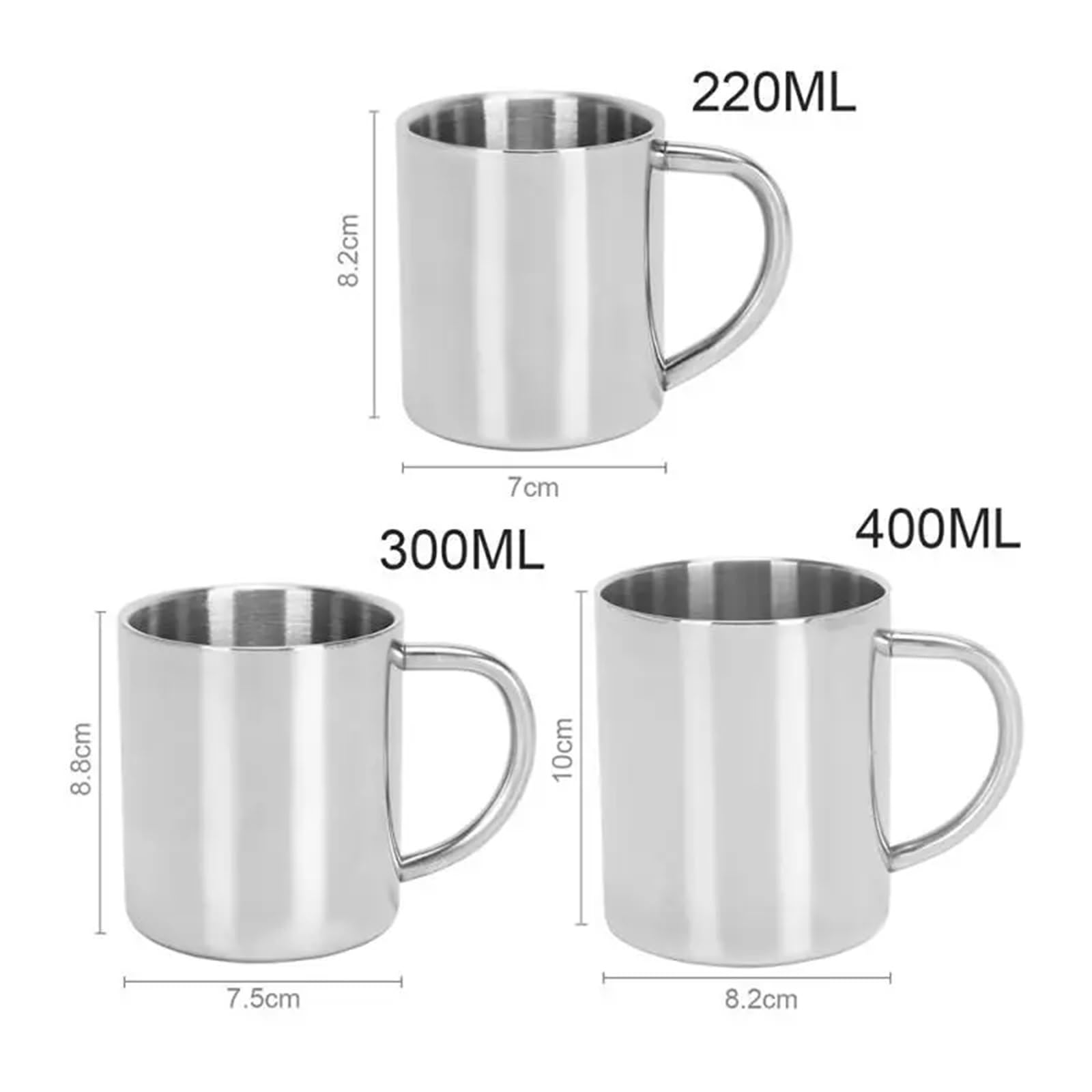 Taza térmica de café antiescaldado doble pared, taza agua portátil aislada acero inoxidable for cerveza, té, zumo y Para café y bebidas(220ml With Lid)