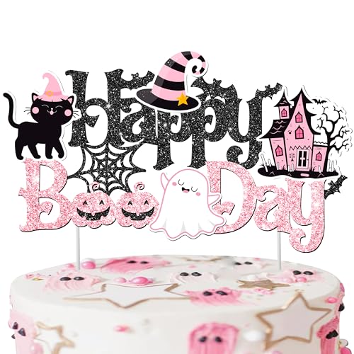 Happy Boo Day Cake Topper Halloween Birthday Party Cake Decoratio...
