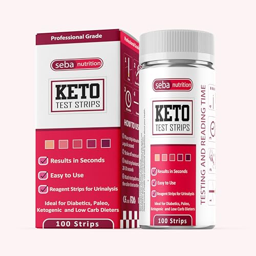 SEBA Nutrition - Keto Urine Test Strips - Urinalysis Test Sticks - Design for Ketogenic and Low Carb Diets - Best for Accurate Meter Measurement of Ketones - New Improved Formula (100 Strips)