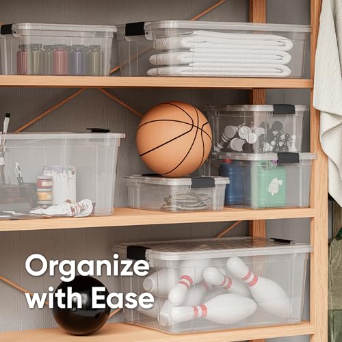 Image of Superio 21 Quart Clear Plastic Storage Boxes with Lids, Stackable Organizer Containers, BPA-Free Storage Bins for Home, Office, School & Dorm, 5 Pack