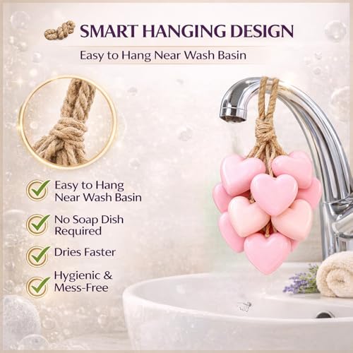 HANDMADE HEAVEN CREATION Heart Shaped Grapes Hanging Soap 100g Pink - Image 6