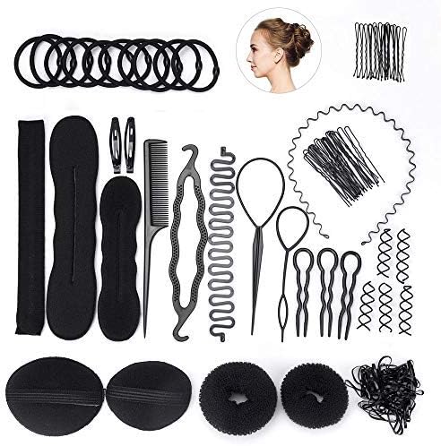 FEPITO Hair Styling Design Accessories Set Hair Modeling Tool Kit Spiral Hair Bun Maker Braid Tool For Girls Women Fashion Hair Design DIY