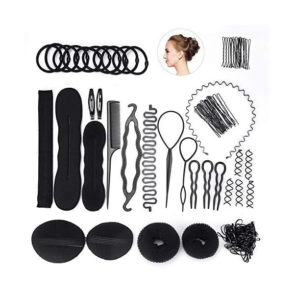 FEPITO Haar Styling Design Zubehör Set Haar Modellierung Tool Kit Spirale Haarknoten Maker Braid Werkzeug für Mädchen Frauen Mode Haar Design DIY