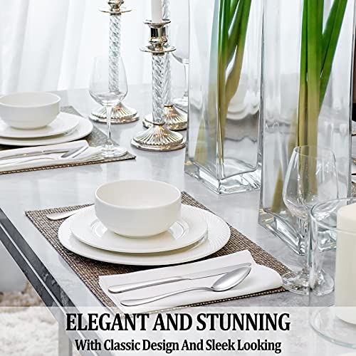 24 Pcs Silverware Set With Steak Knives Service For 4,Stainless Steel Flatware Set,Mirror Polished Cutlery Utensil Set,Home Kitchen Eating Tableware Set,Include Fork Knife Spoon Set,Dishwasher Safe #TOP5