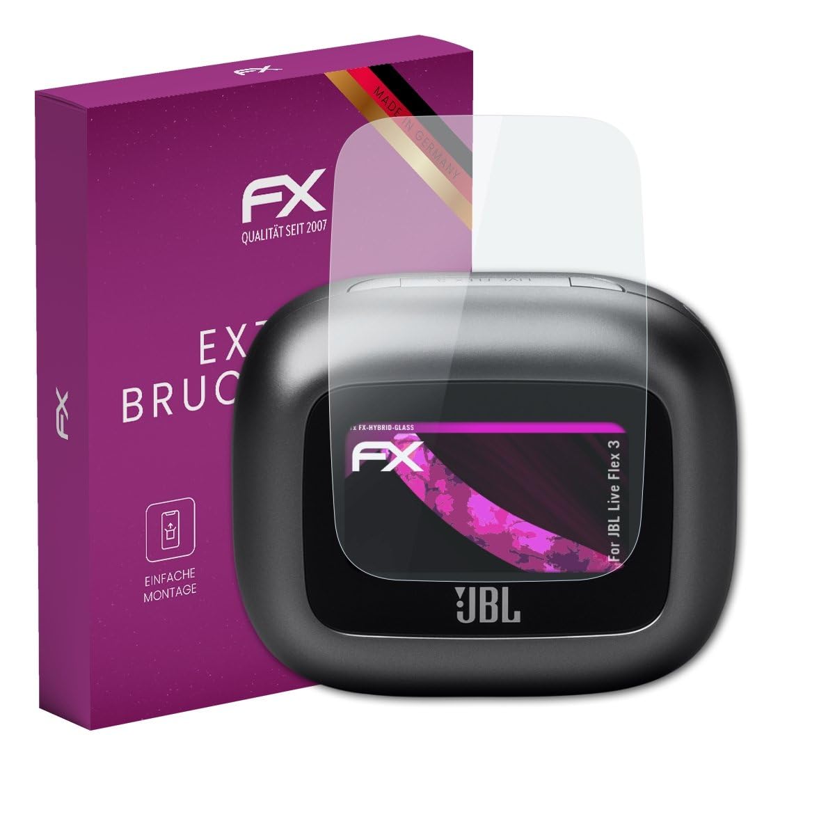 atFoliX Plastic Glass Protective Film compatible with JBL Live Flex 3 Glass Protector, 9H Hybrid-Glass FX Screen Protector