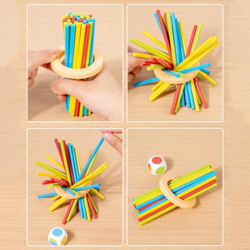 Jeu en bois pour enfants de qualité supérieure avec balles et dé colorés