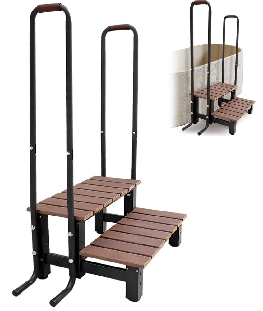 Gradini per Vasche Idromassaggio con Corrimano, Scale per Vasche Idromassaggio, Scaletta per Vasca da Bagno, Gradini per Camper, Portata 550 Libbre, Scale per Piscina a 2 Gradini
