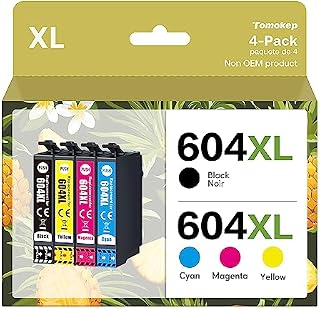 Tomokep 604XL Ink Cartridges Multipack High Yield Replacement for Epson 604 XL Compatible for Epson XP-2200 XP-2205 XP-3200 XP-3205 XP-4200 XP-4205 WF-2910DWF WF-2930DWF WF-2935DWF WF-2950DWF(4-Pack)