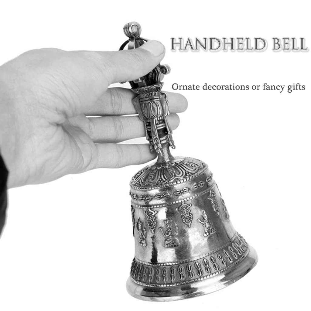 MbeLLO Handglocke, Messinghandglocke, Hochzeitsglocken, Serviceglocke, Hotel, klassisches Gravurmuster, Handglocke, (Farbe: Gold, Größe: 6,9 * 3,5 Zoll) (Farbe: Vintage C