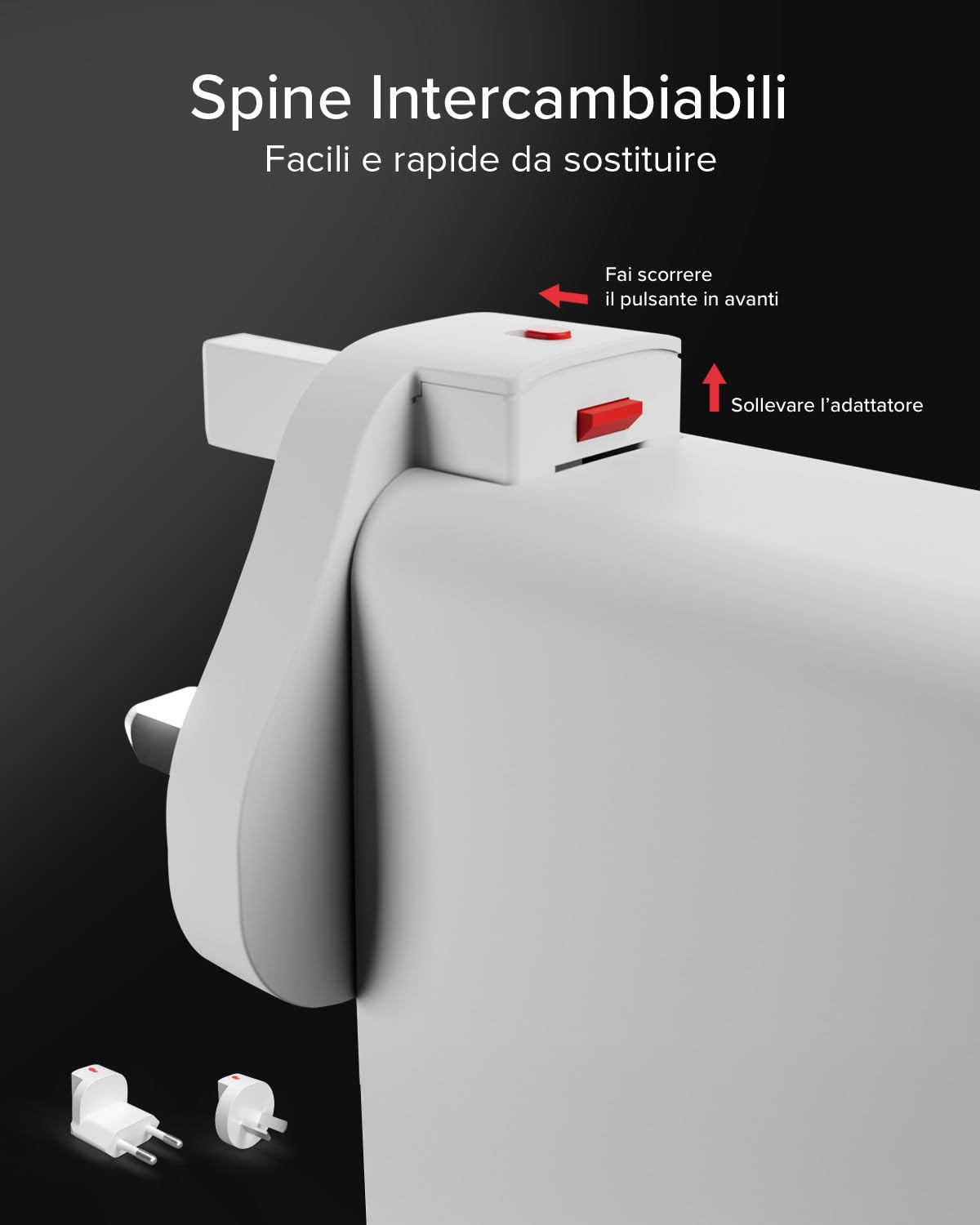 SBS Travel Adapter USB-C 100W, Caricatore da Viaggio con Spine US/UK/EU/AU | Convertitore Adattattore 4 porte USB, Power Delivery (PD), Ricarica Rapida per iPhone, Android, MacBook e Notebook, Bianco
