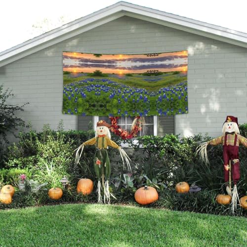 MINDBBDFJ Texas Bluebonnets Scenery Print Banners And Signs For Outdoor/Indoor,Personalized Banner Customizable Parties Halloween Banner (180x90cm)3