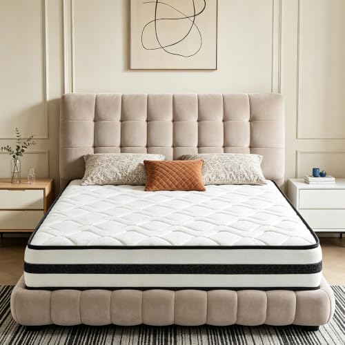 Matelas 140 x 190, Ép 28 cm, Matelas Hybride à Ressorts Ensachés, Mi-Ferme | Ergonomique 7 Zones, Améliore le Sommeil, Épouse les Courbes du Corps, Isolation des Mouvements, Hypoallergénique, Respirante