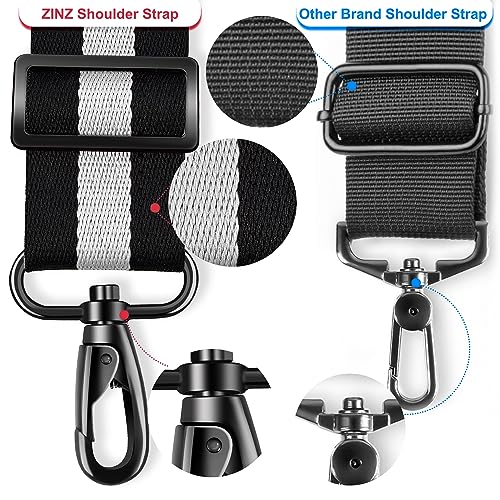 Image of ZINZ 74 inch Shoulder Strap with Fixed Pad and Dual Balanced Buckles,Black-White-Black Stripe