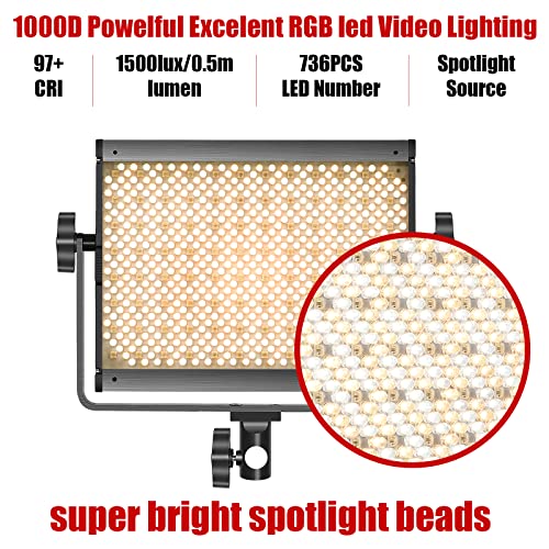 Image of GVM RGB LED Video Light with Tripod Stand Barndoors, APP Control Panel Studio Lighting Kit, 3200K-5600K Dimmable, CRI97, Key Light for Photography, Video Recording, YouTube, Live Streaming, 800D