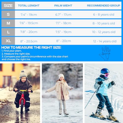 WFX Kinder Sporthandschuhe Winter Touchscreen Anti-Rutsch-Thermo-Jungen-Handschuhe zum Laufen, Wandern, Skisport & Outdoor-Walking, winddichte warme Fahrradhandschuhe für Jungen Mädchen (L (10-12