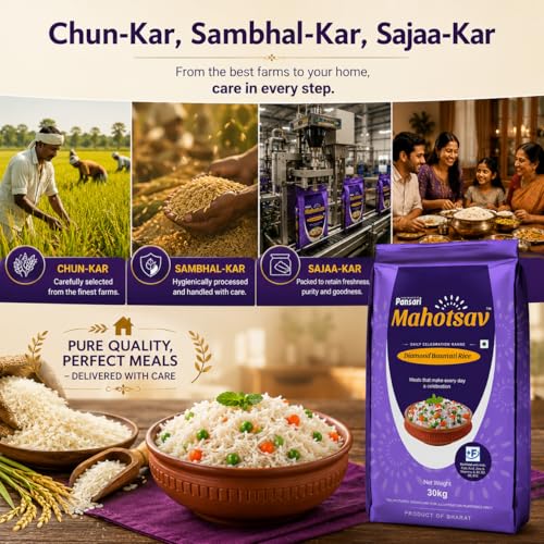 Image of Mahotsav Diamond Basmati Rice by Pansari 30 Kg- Whole Grain, Gluten-Free, Nutty Flavor - Perfect for Biryani, Pulao, Khichdi & Daily Meals