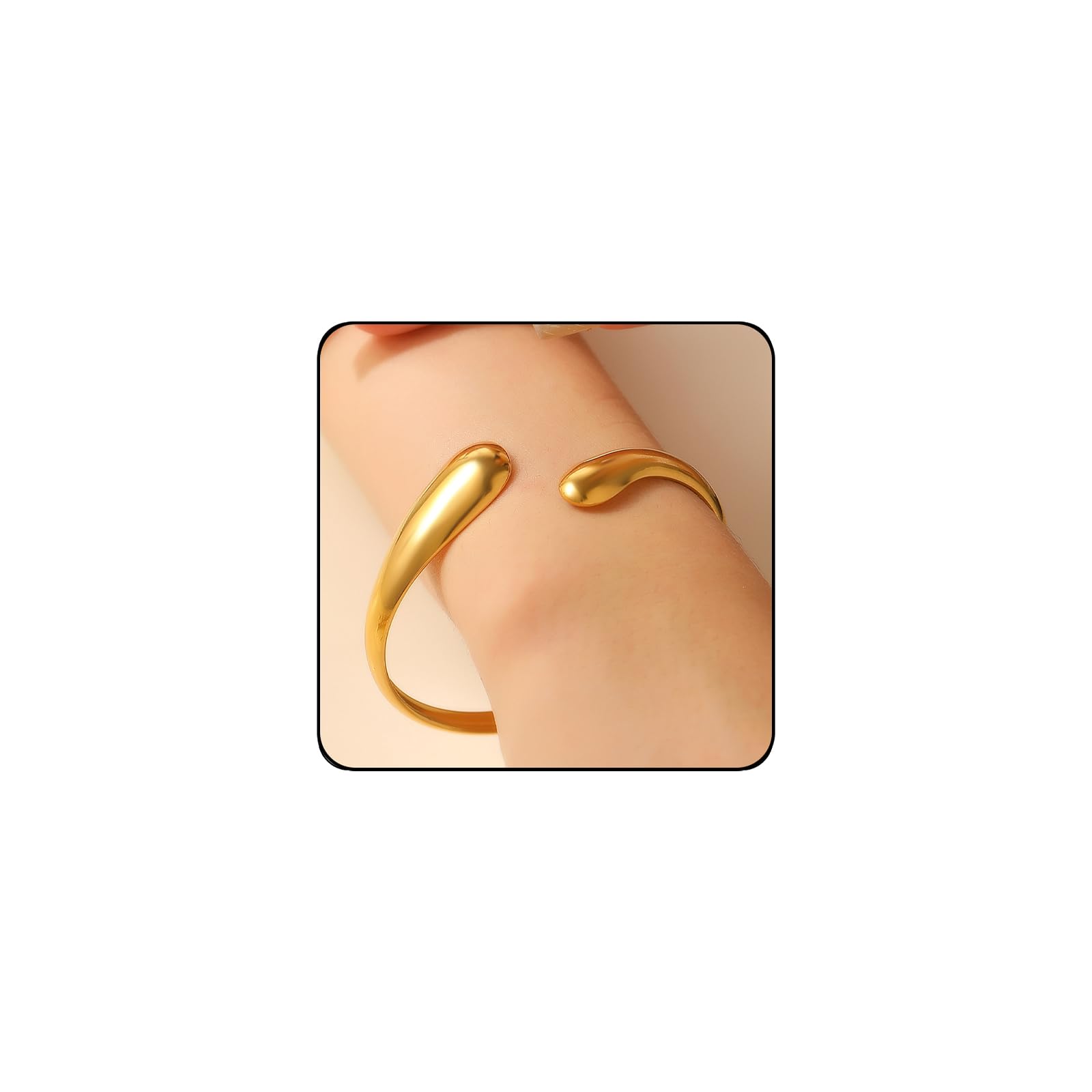 INENIMARTJGold Bangle Bracelets for Women Gold Cuff Bangle Bracelets Chunky Gold Statement Bracelets Boho Gold Bracelets Minimalist Thick Gold Wrist Cuff Bracelets for Women