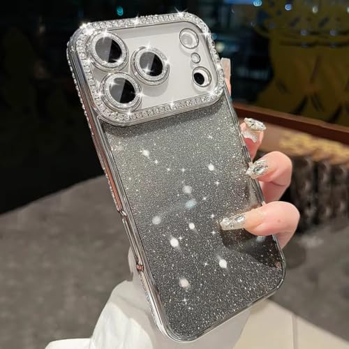 Coque antichoc pour femme iPhone 15 Pro Max paillettes argent