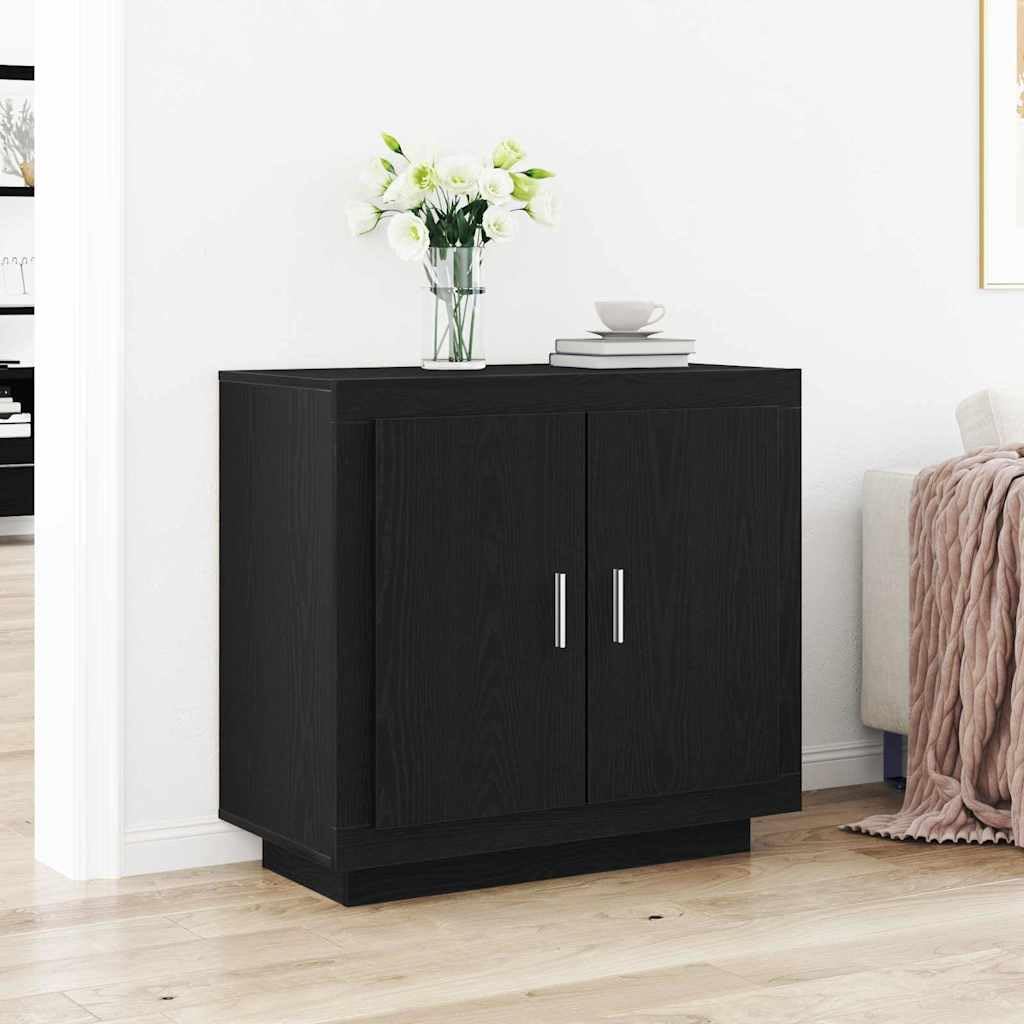vidaXL Credenza Rovere Nero 80 x 40 x 75 cm Legno Multistrato, Credenza Moderna, Mobile Rettangolare, Arredamento Chic, Soluzione per Salotto, Cabinet Funzionale