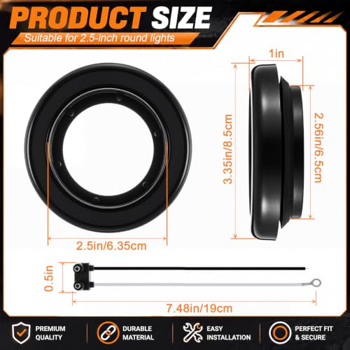 Image of Pangda 10 Pack 2.5 Inch Rubber Grommets for Truck Trailer Boat Lights with 2 Prong Pigtails Trailer Side Marker Lights Grommets with 2 Pin Wire Pigtail Connector Kit for Truck RV Boat