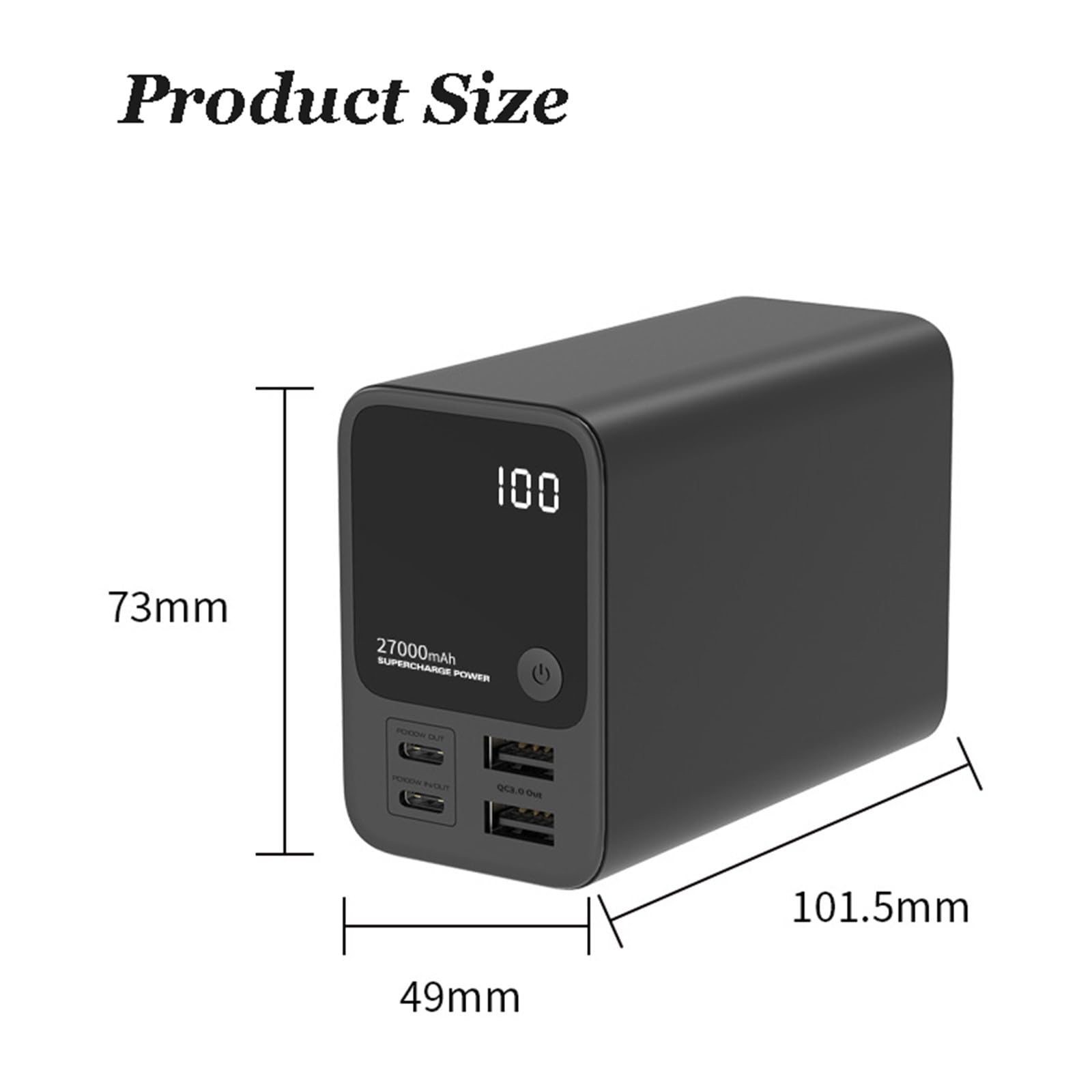Powerbank o dużej mocy 200W Dwukierunkowe szybkie ładowanie Powerbank o dużej pojemności 27000 mAh Nadaje się do smartfonów, laptopów, tabletów