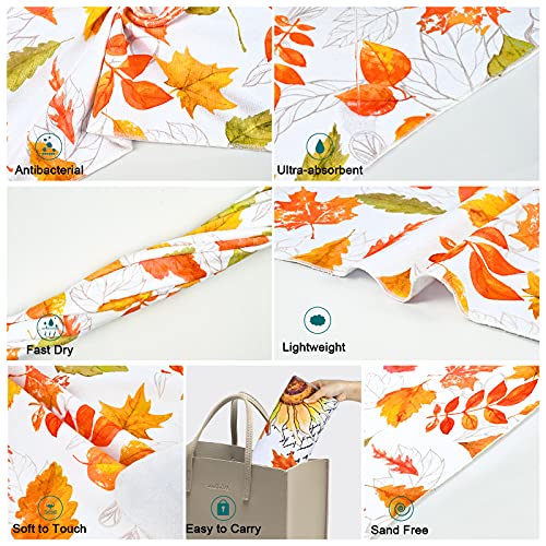 Fall Leaf Beach Towel Oversized, Autumn Leaves Bath Towels For Adults, Quick Dry Absorbent Bathroom Towels For Travel Swimming Bathroom, 59 × 32 Inch, Thanksgiving Gift Decor #TOP5