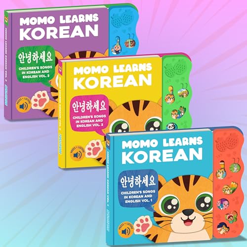 Image of Bundle Deal: Learn Korean for Kids, Momo Learns Korean, Bilingual Korean Baby Book for Kids, Babies & Toddlers 1-3, Kids Board Book w/ Hangul, First Words & Songs, Language Toy for Preschoolers